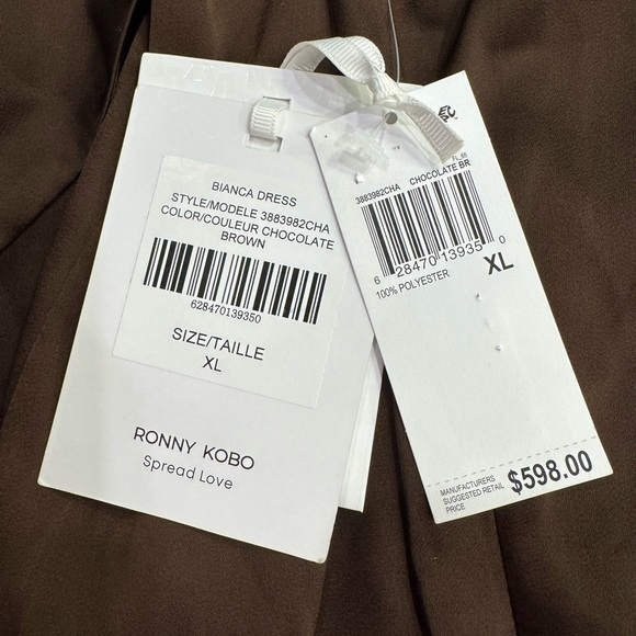 RONNY KOBO Draped Bianca Dress in Chocolate Brown Size XL NWT - Picture 5 of 6